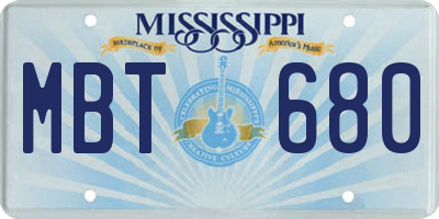 MS license plate MBT680