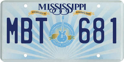 MS license plate MBT681