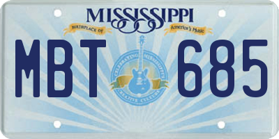 MS license plate MBT685