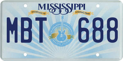 MS license plate MBT688