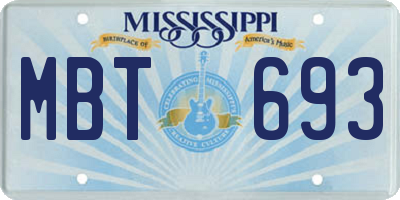MS license plate MBT693