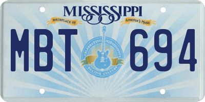 MS license plate MBT694