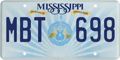 MS license plate MBT698