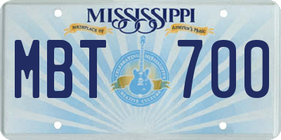 MS license plate MBT700