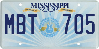 MS license plate MBT705