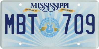 MS license plate MBT709