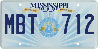 MS license plate MBT712