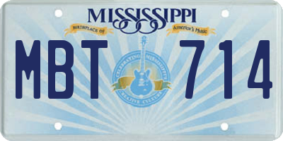 MS license plate MBT714