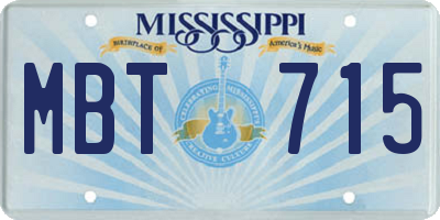 MS license plate MBT715
