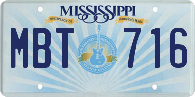 MS license plate MBT716