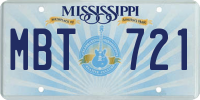 MS license plate MBT721