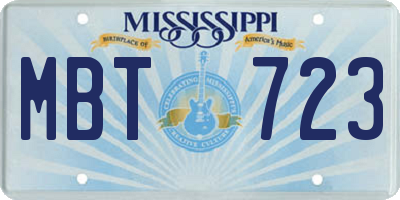 MS license plate MBT723