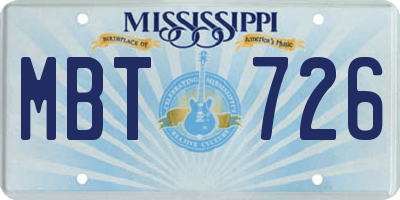 MS license plate MBT726