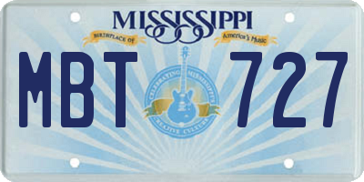 MS license plate MBT727