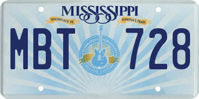 MS license plate MBT728