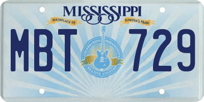 MS license plate MBT729