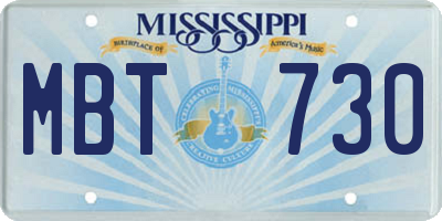 MS license plate MBT730