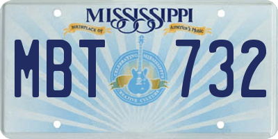 MS license plate MBT732