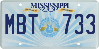 MS license plate MBT733