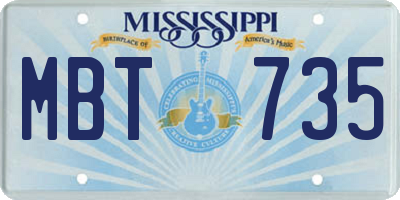 MS license plate MBT735