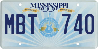 MS license plate MBT740