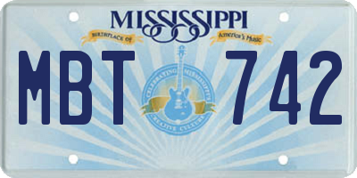 MS license plate MBT742