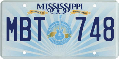 MS license plate MBT748