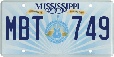 MS license plate MBT749
