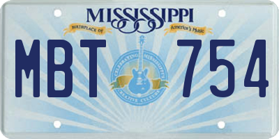 MS license plate MBT754