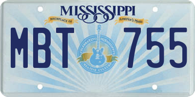 MS license plate MBT755