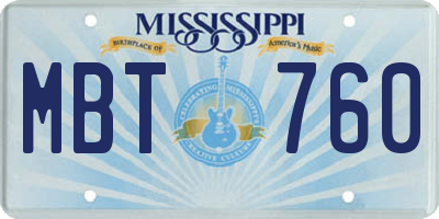 MS license plate MBT760