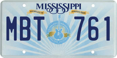 MS license plate MBT761