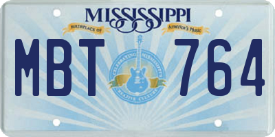 MS license plate MBT764