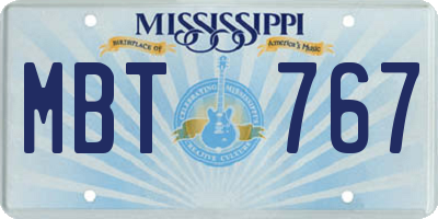 MS license plate MBT767