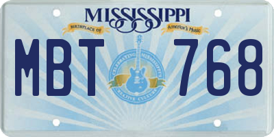 MS license plate MBT768