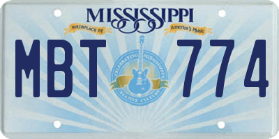 MS license plate MBT774