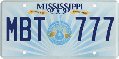 MS license plate MBT777