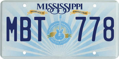 MS license plate MBT778