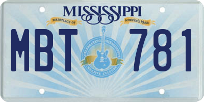 MS license plate MBT781
