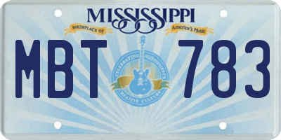 MS license plate MBT783