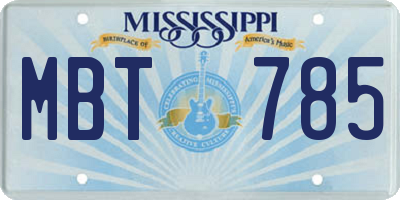 MS license plate MBT785