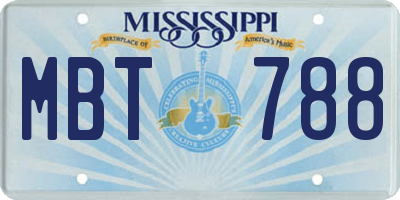 MS license plate MBT788