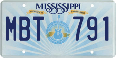 MS license plate MBT791