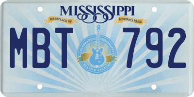 MS license plate MBT792