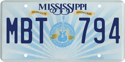 MS license plate MBT794