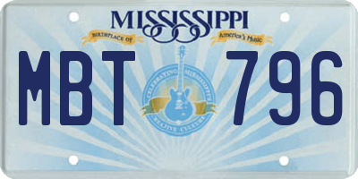 MS license plate MBT796