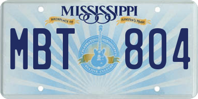 MS license plate MBT804