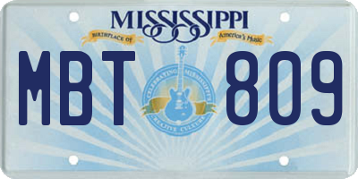 MS license plate MBT809