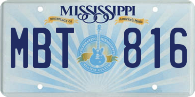 MS license plate MBT816
