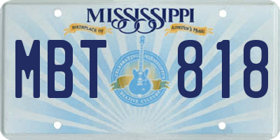 MS license plate MBT818